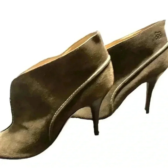 Coach Open Toe Dark Olive Green Suede Ankle Boot /High Heel - Picture 2 of 16